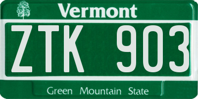 VT license plate ZTK903