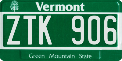 VT license plate ZTK906