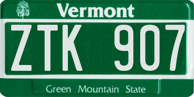VT license plate ZTK907