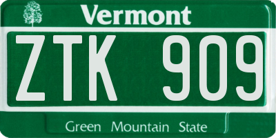 VT license plate ZTK909