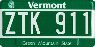 VT license plate ZTK911