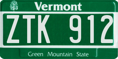 VT license plate ZTK912