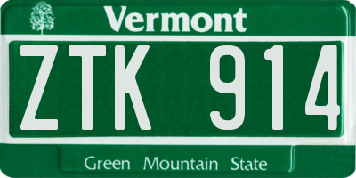 VT license plate ZTK914
