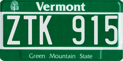 VT license plate ZTK915