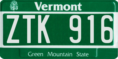 VT license plate ZTK916