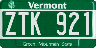VT license plate ZTK921