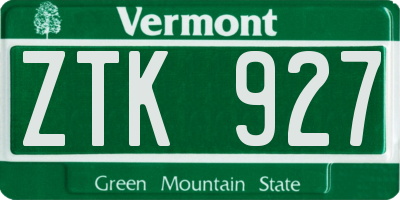 VT license plate ZTK927