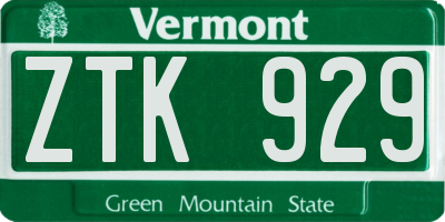 VT license plate ZTK929