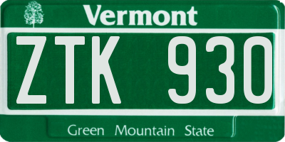 VT license plate ZTK930