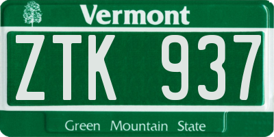 VT license plate ZTK937