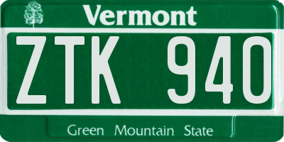 VT license plate ZTK940