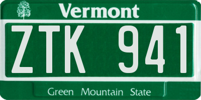VT license plate ZTK941