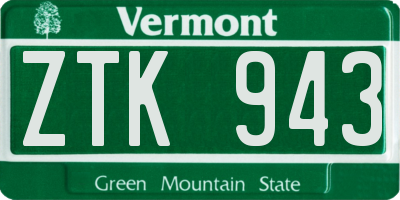 VT license plate ZTK943