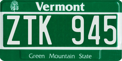 VT license plate ZTK945