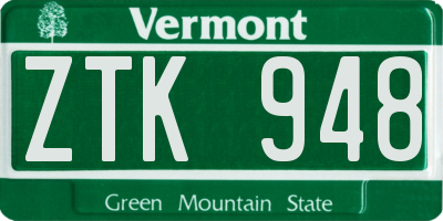 VT license plate ZTK948