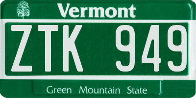 VT license plate ZTK949