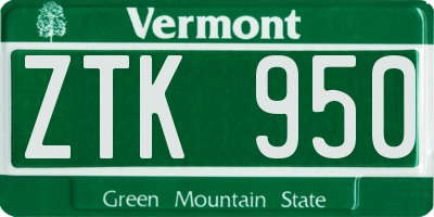 VT license plate ZTK950