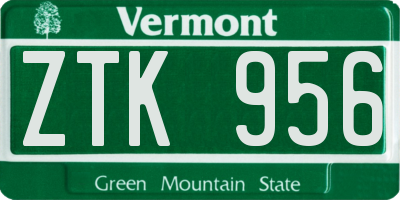 VT license plate ZTK956