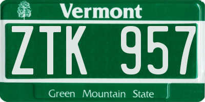 VT license plate ZTK957