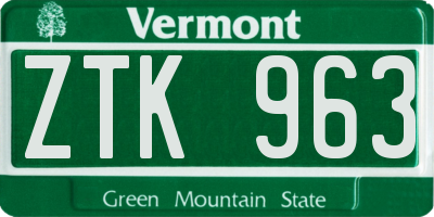 VT license plate ZTK963