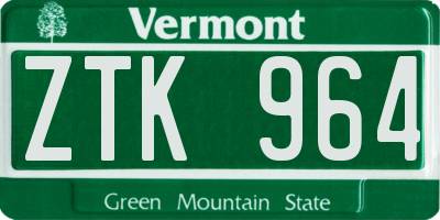 VT license plate ZTK964