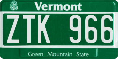 VT license plate ZTK966