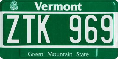 VT license plate ZTK969