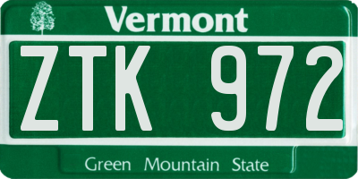 VT license plate ZTK972