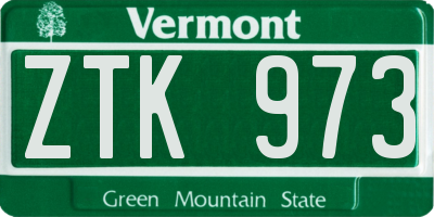 VT license plate ZTK973