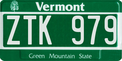 VT license plate ZTK979