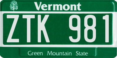 VT license plate ZTK981