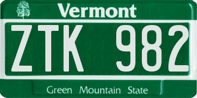 VT license plate ZTK982