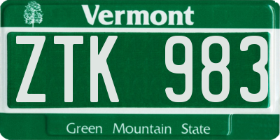 VT license plate ZTK983