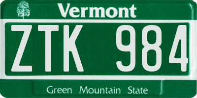 VT license plate ZTK984