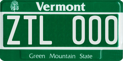 VT license plate ZTL000