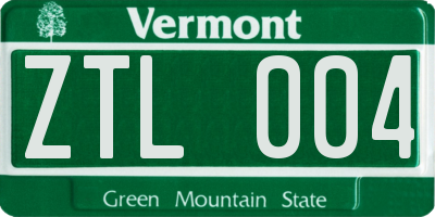 VT license plate ZTL004