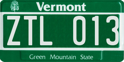 VT license plate ZTL013