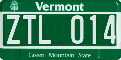 VT license plate ZTL014