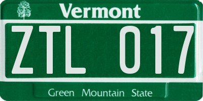 VT license plate ZTL017