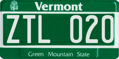 VT license plate ZTL020
