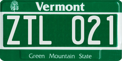 VT license plate ZTL021