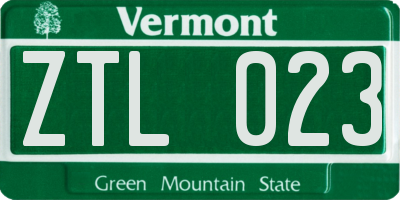VT license plate ZTL023