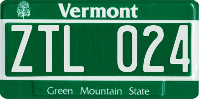 VT license plate ZTL024