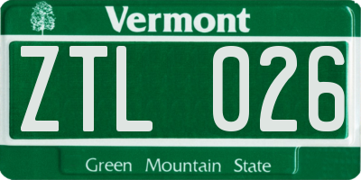VT license plate ZTL026
