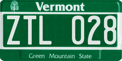VT license plate ZTL028