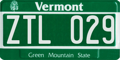 VT license plate ZTL029