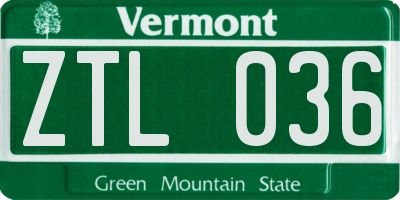 VT license plate ZTL036