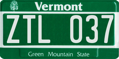 VT license plate ZTL037