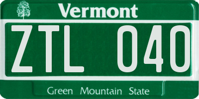 VT license plate ZTL040