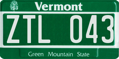 VT license plate ZTL043